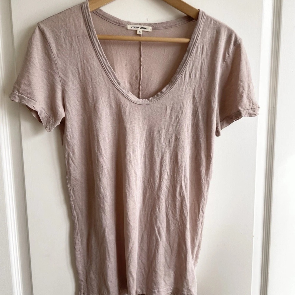 Cotton Citizen Tan Fitted Short Sleeve Tee
